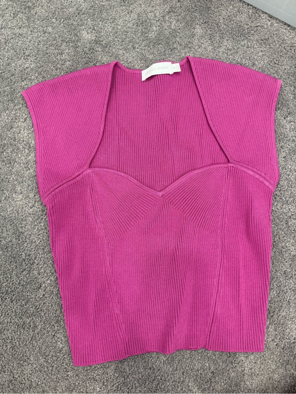 Jonathan Simkhai Fuchsia Ribbed Knit Top